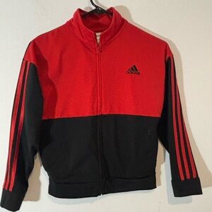 Adidas Youth Boy Size Small Red Black Full Zip Track Jacket Lightweight Sports